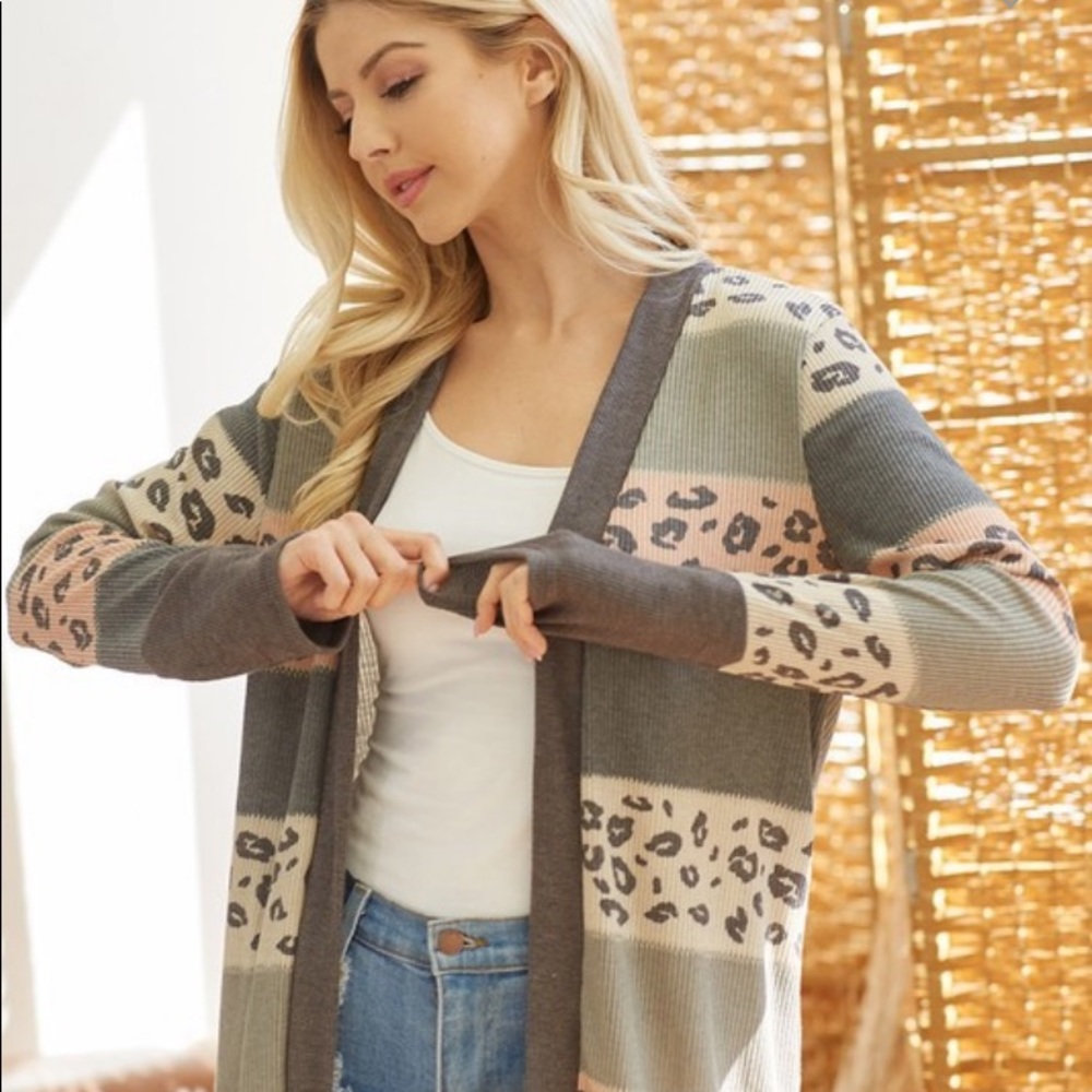 Long sleeve stripe animal cardigan. Made in USA - Picture 6 of 7